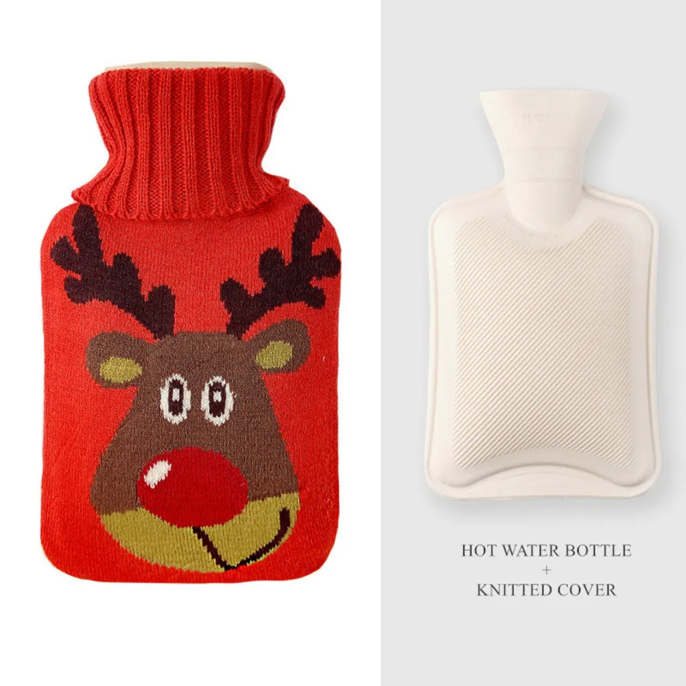 Cute Portable Hot Water Bottles Natural Rubber Hot Water Bag Knitted
