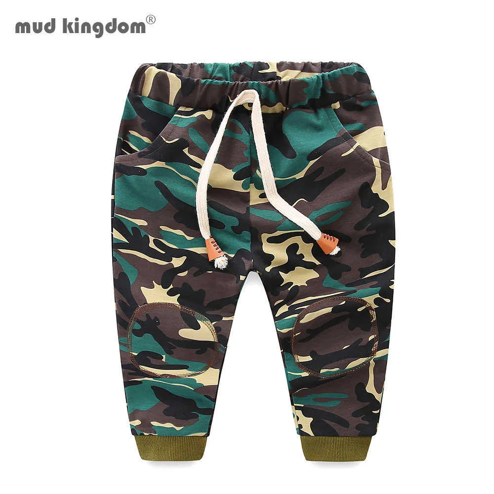 Mudkingdom Boys Spodnie Jogger Camouflage Casual Bawełniane spodnie sznurkowe dla 210615