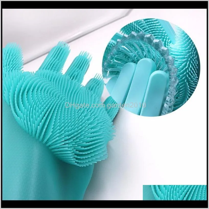 reusable silicone gloves magic cleaning gloves dish plate pan washing to take care hands household cleaning tools1
