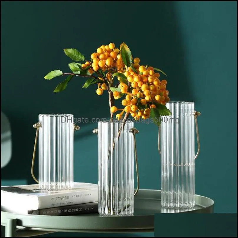 Vases Portable Glass Vase Crystal Flower Clear Home Decor Room Pot Modern Hydroponic Plants Wedding Decoration