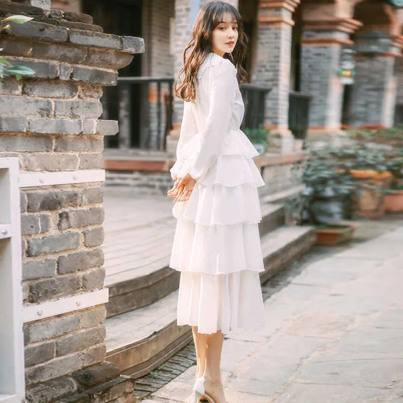 Elegant Chiffon Long Dress Woman White Ruffles... From Luo03, $42.75 |  DHgate.Com