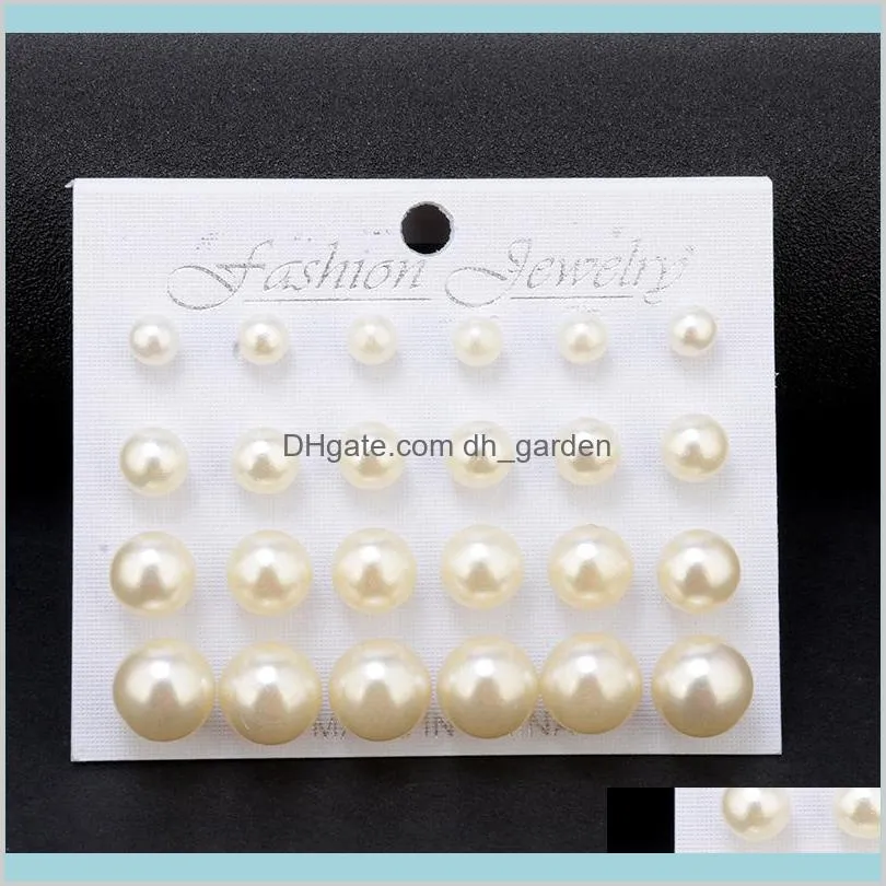 Colares pendentes pingentes Earros para mulher moda p￩rola branca piercing garanh￣o brincos mulheres j￳ias de senhora 6mm8mm10mm12mm mix tamanho 1 c