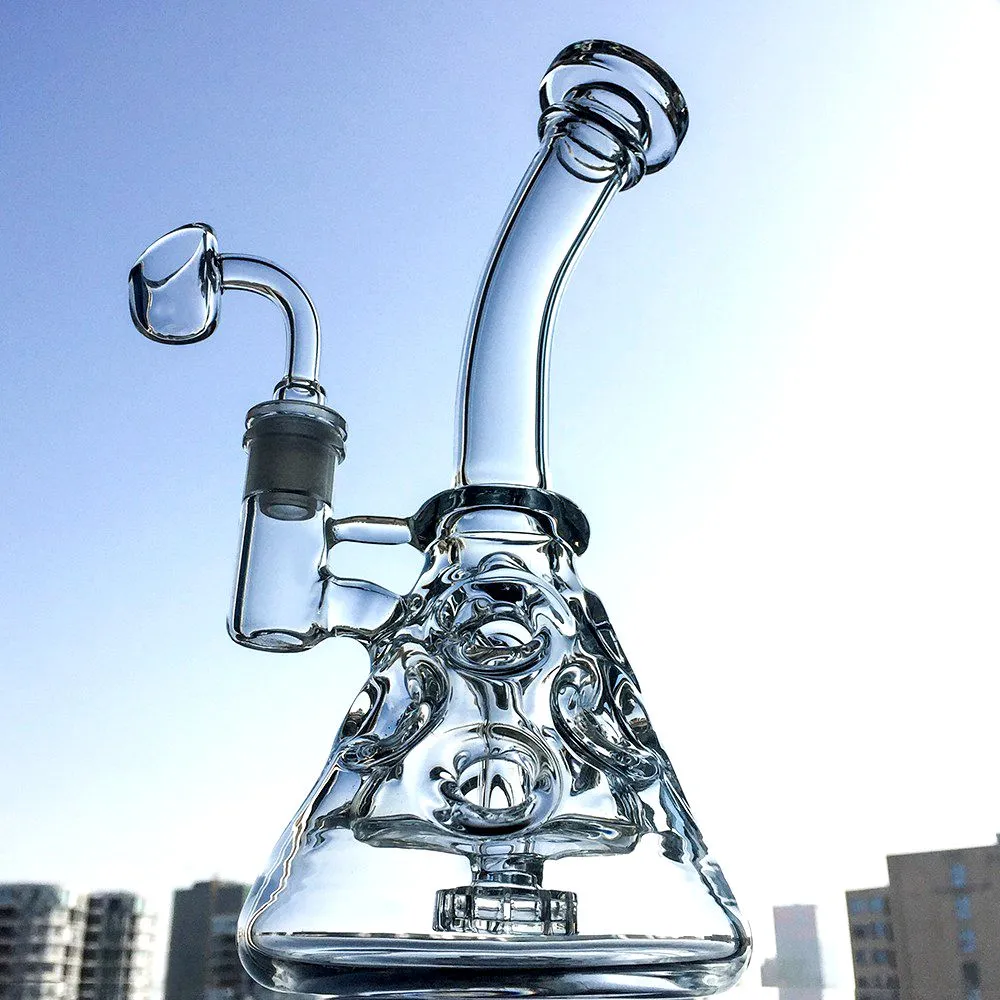 Narghilè Beaker Dab Rig, beaker fab egg, swiss perc, soffione doccia, recycler 9 pollici 14,5 Giunto femmina 4 mm di spessore MFE09