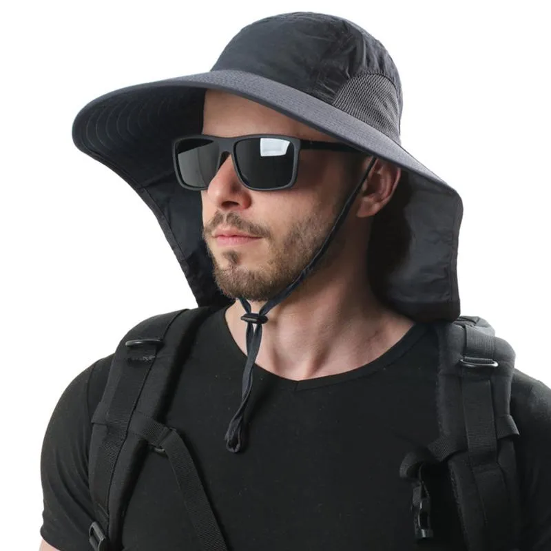 Outdoor Hats Foldable Wide Brim Fishing Caps Unisex Breathable Sunshade UV Protection Hat Ear Neck Cover For Recreation
