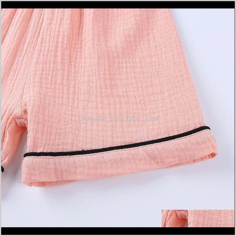 2020 Summer Baby Kids pajamas Set Cotton linen Short Sleeve Top short 2Pcs Toddler Casual Outfit