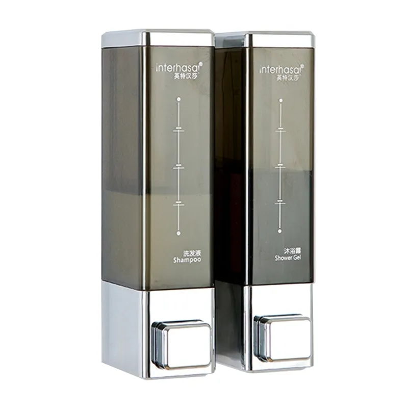 BAKALA Wall Mounted Shampoo Soap Dispenser Chrome Finish Square Liquid Bottle Bathroom Accessories 300ml 211206