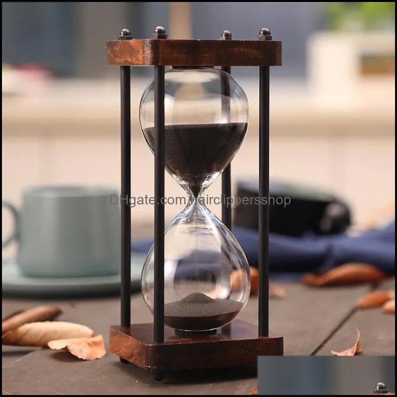 Other Clocks & Accessories 15 Minutes Hourglass Sand Timer For Kitchen School Modern Wooden Hour Glass Sandglass Clock Timers Home