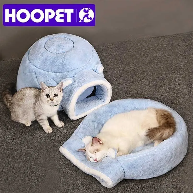 HOOPET Pet Cat Bed Winter Warm House For Puppy Baske Round Cushion Accessories 211111
