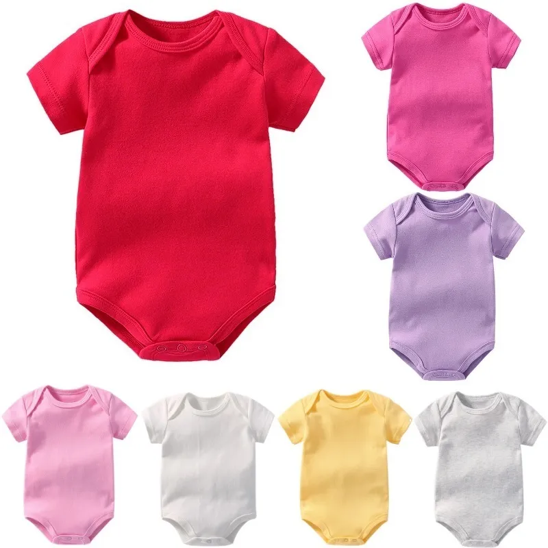 Hot Red Baby Girl Body Premature Tee Shirts Cotton Soft Newborn Clothes Blank Solid One-Piece Abbigliamento Bambini Tuta Top 210413