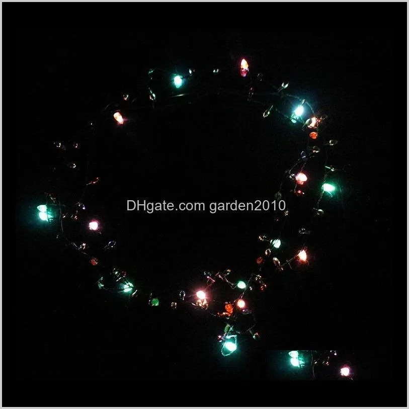 wholesale 8 lights lighting led necklace necklaces flashing beaded light toys christmas gift fedex shipping