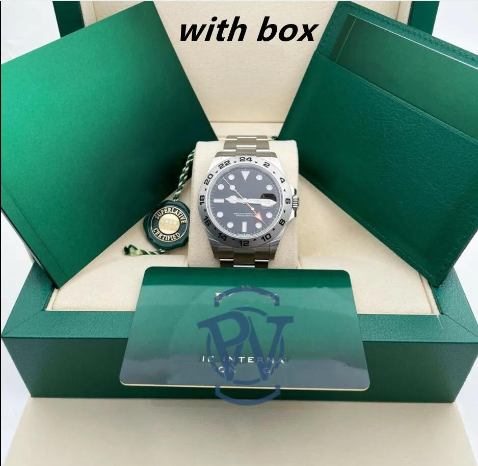 DH Maker obserwuje najwyższą jakość Eksploratora II 22657000 Black Dial GMT 42 mm ruch mechaniczny automatyczny męski zegarek na rękę męskie