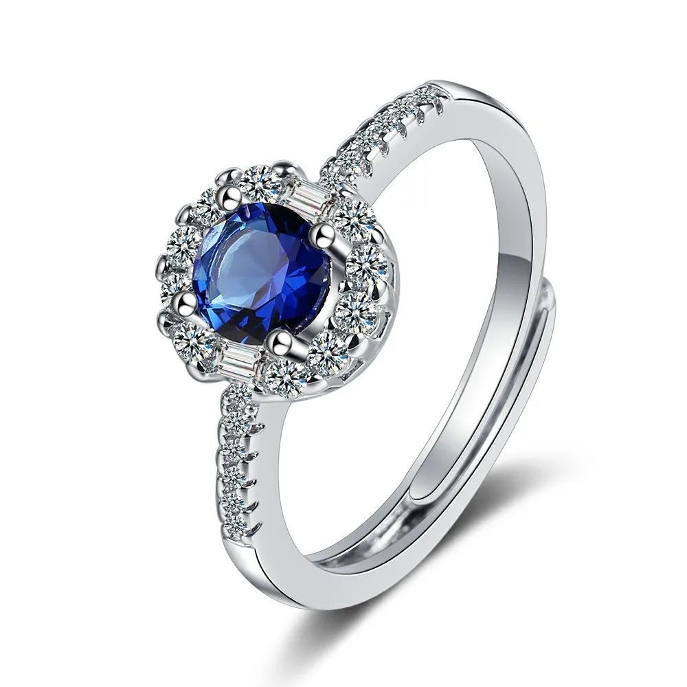 Elegante cúbico zircão aberto anel ajustável 925 esterlina dedo de prata anéis para mulheres presentes de casamento bem jóias por atacado