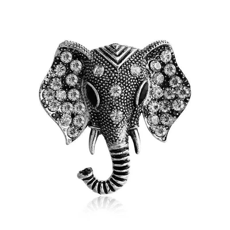 Pins, Brooches 1pc Elephant Brooch For Man Rhinestone Vintage Metal Gold Color Scarf Buckle Pin Up Womens Jewelry Vestidos