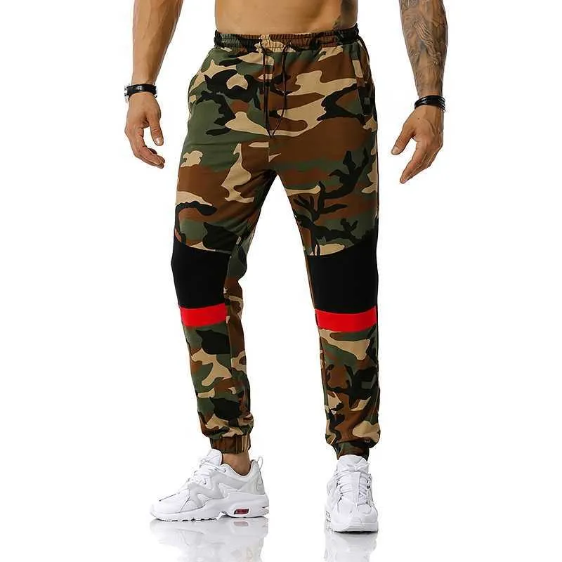 Four seasons Men's outdoor sports casual pants brand fashion classic camouflage trousers Stretch color block long pants 210531