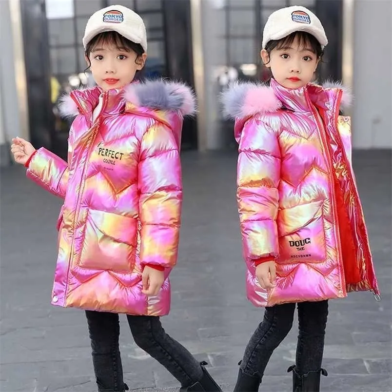 Kurtka zimowa Parka Płaszcz Girls Kurtki Odzież dziecięca Snow Wear Dzieci Odzież Odzieży Grube Wodoodporne Jasne Skórzane Odzież 211203