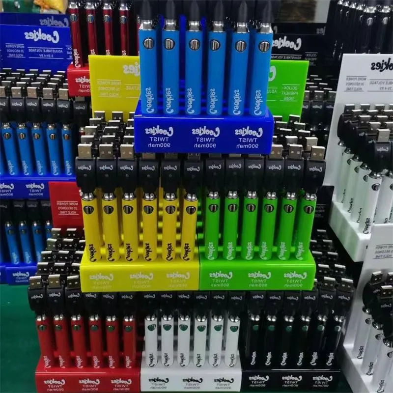 USB 900mAh Twist Battery Tanks Pen Of Bottom Display Cookies With Carts