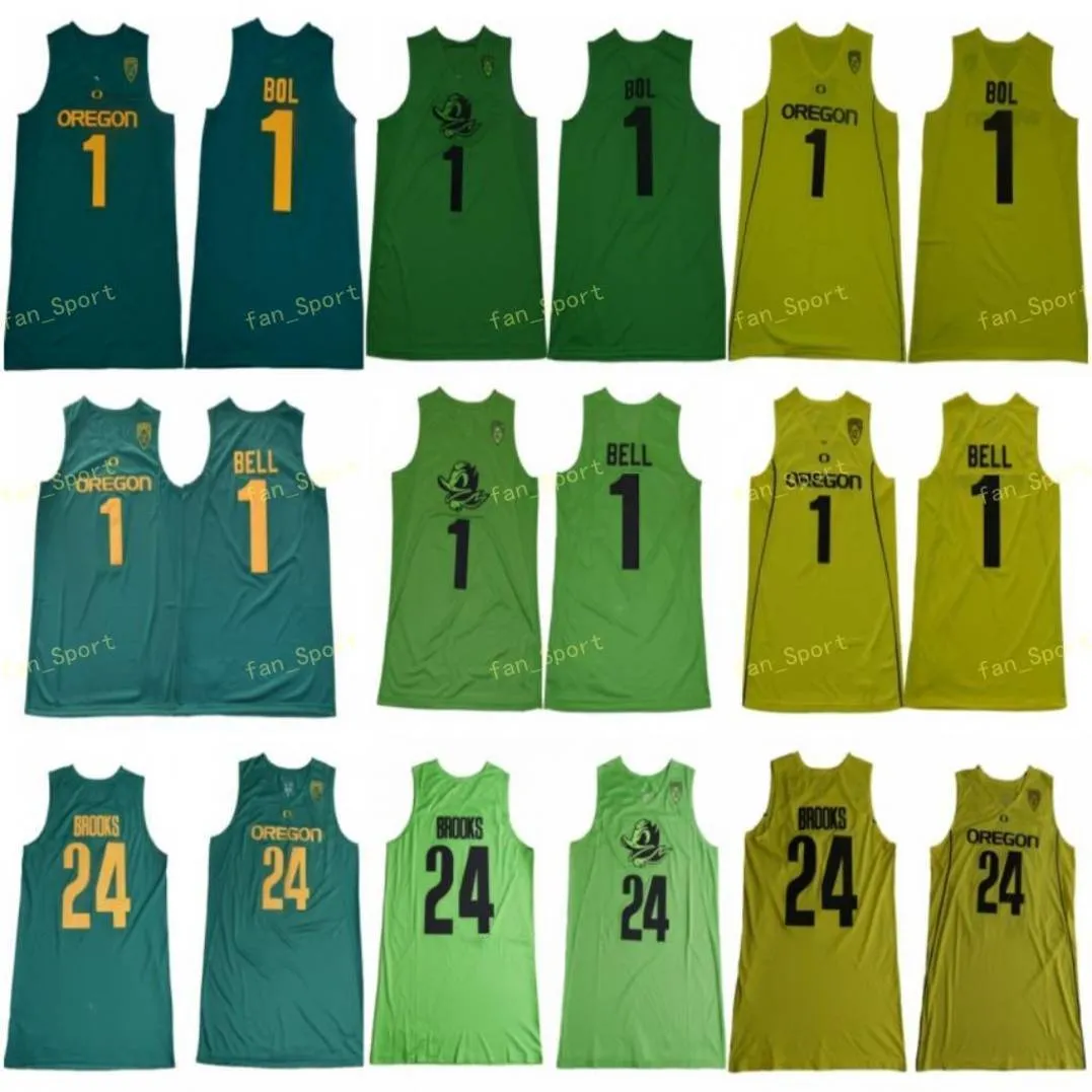 NCAA College Oregon Ducks Basketball Bol 1 J Bell 24 Dillon Brooks Jersey Men Team Color Green Yellow for Sport