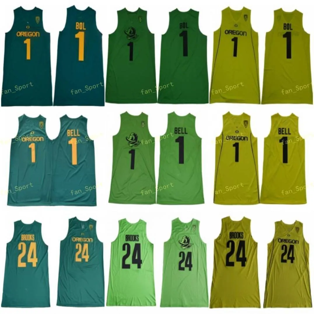 NCAA College Oregon Ducks Basketball Bol 1 J Bell 24 Dillon Brooks Jersey Men Team Color zielony żółty dla fanów sportu