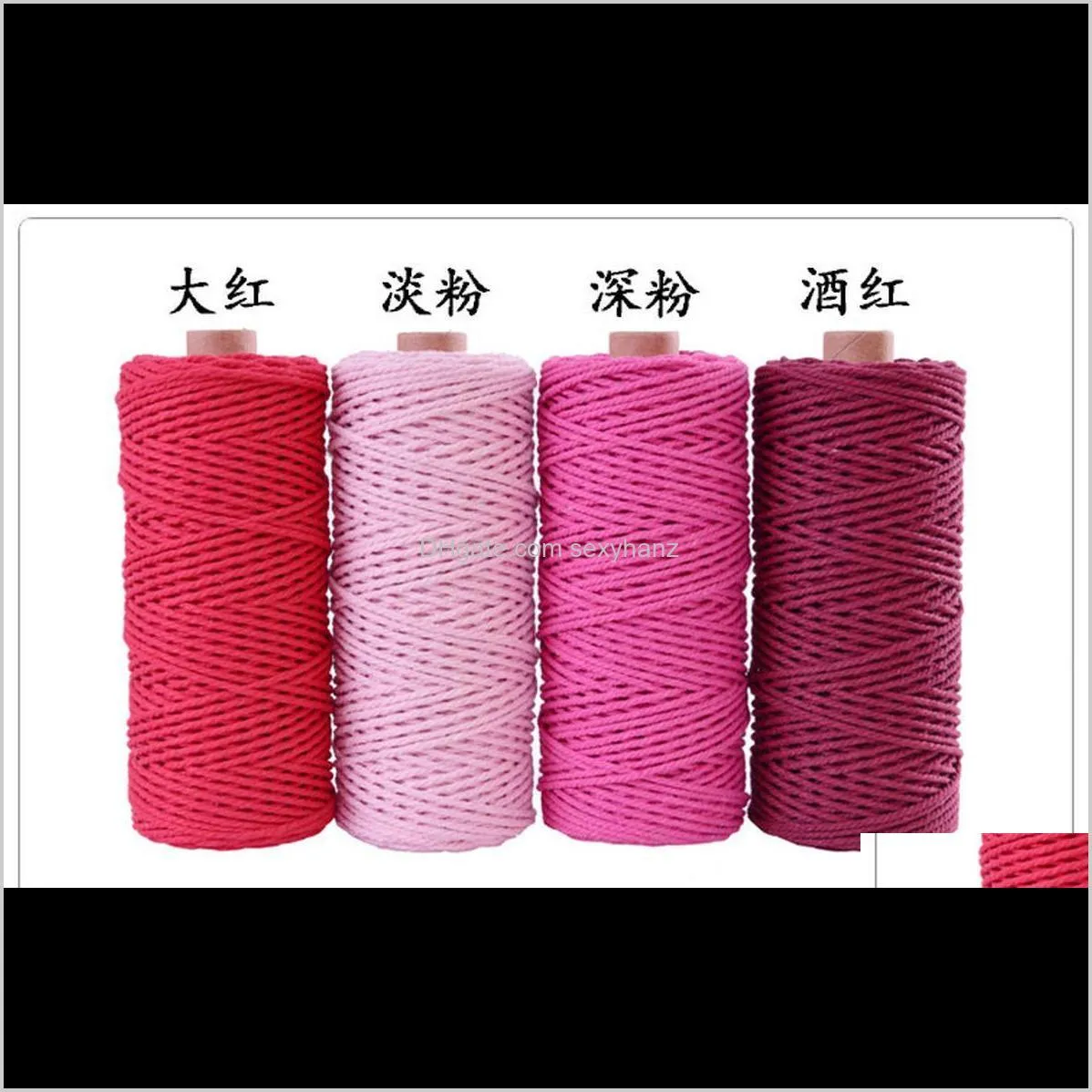 2mm macrame 100% cotton cord colorful cord rope beige twisted craft string diy home textile wedding decorative supply 110yards1