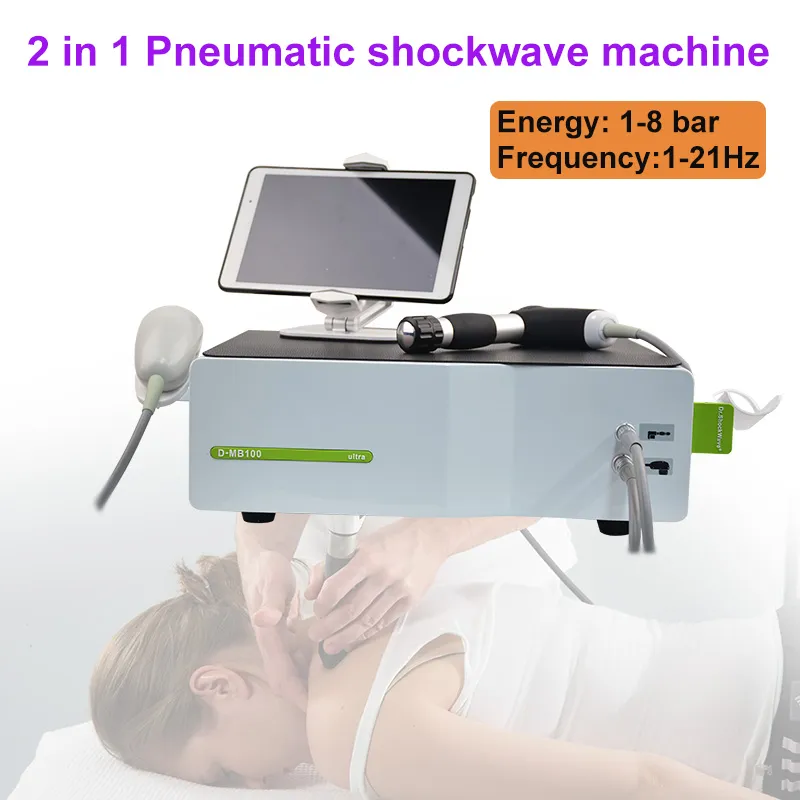 Massage-items van hoge kwaliteit Eswt Extracorporale Focus Shock Wave 8 Bar Air Pneumatische Shockwave Therapie-apparatuur met Ed-behandeling