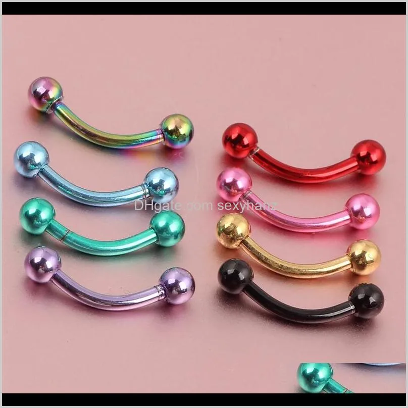 e03 100pcs shipping eyebrow ring 16g circulars horseshoes nose ring body piercing mix 7 co