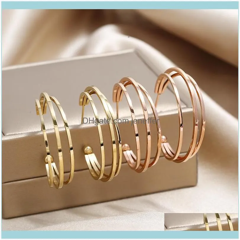 FactoryRYU2 new Titanium women`s 2020 steel fashion Circle cool style simple ring versatile net red color keeping earrings
