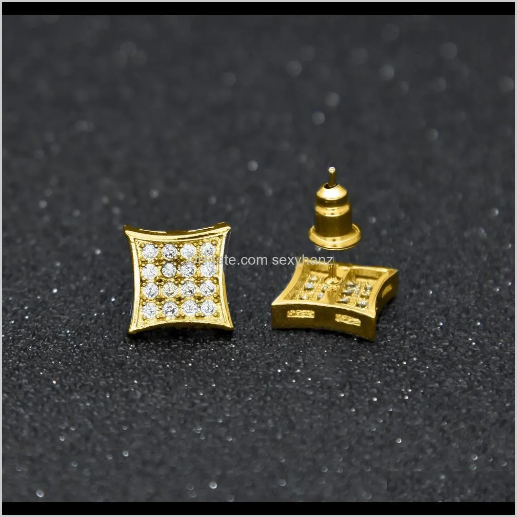 hip-hop rock high quality zircon men`s ear studs cz stone earrinig hip hop earrings high grade ear nail