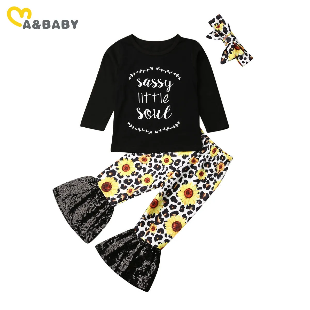 Infant Baby Girl Clothes Set: Long Sleeve T Shirt Sunflower