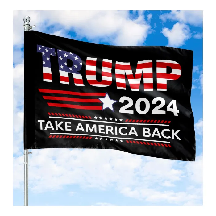 Trump 2024 Take America Back-Flaggen, 91 x 152 cm, Festival-Banner, 100D-Polyester, für den Außenbereich, hohe Qualität, lebendige Farben, mit zwei Messingösen