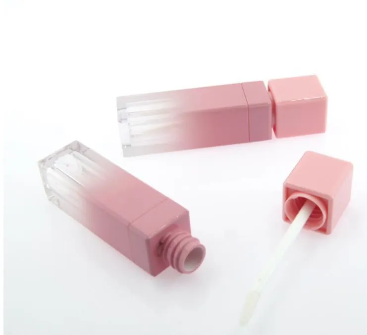 Pink Gold 10ML Lip Gloss Bottle Containers Empty Square Lip-Gloss Tube Makeup Lip-Oil Container Plastic Tubes SN3009