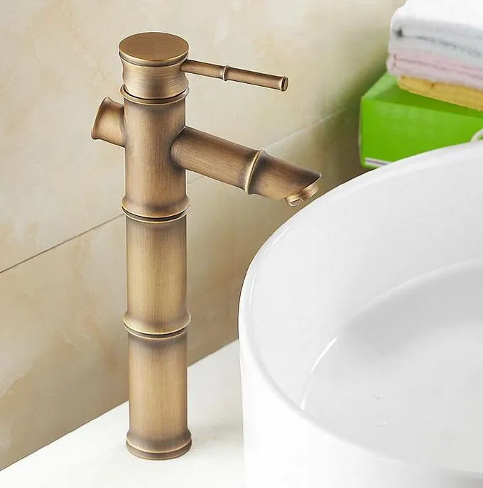 Bathroom Sink Faucets Classic Single Lever Handles Brass Bamboo Style Faucet Vessel Basin Mixer Taps Anf096