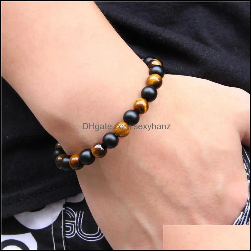 Natural Tiger Eye Stone Bracelet Prayer Beads Buddha Yoga Chakra Meditation Man Woman Hand Jewelry Homme Beaded, Strands