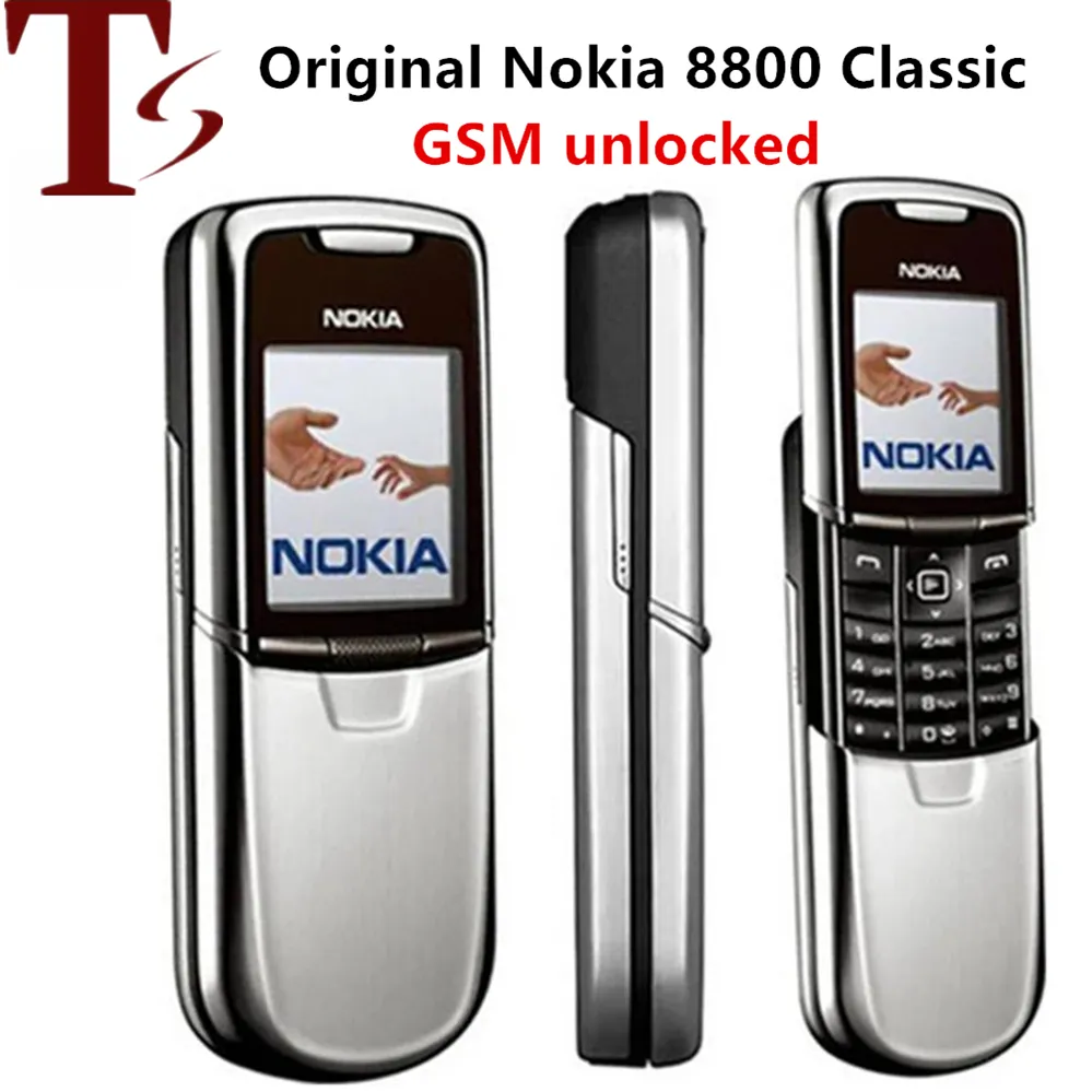 Yenilenmiş Orijinal Nokia 8800 Cep Cep Telefonları 2G GSM Tri-band Unlocked Klasik Rusça Arapça klavye 3 renk