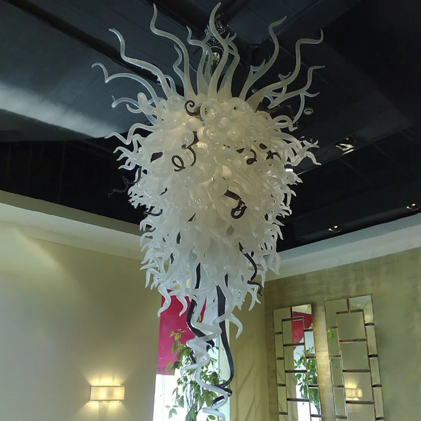 Design de arte LED lâmpada lâmpada de vidro Murano teto candelabro pendurado pingente branco cor luminárias para decoração de casa