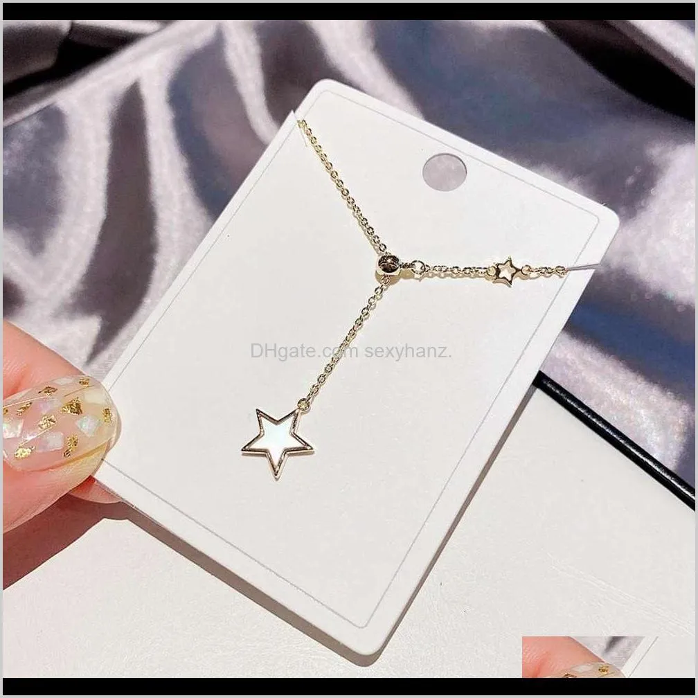pendants necklace women`s simple fashion japanese and ins shell five pointed pulling small star clavicle chain plated with real