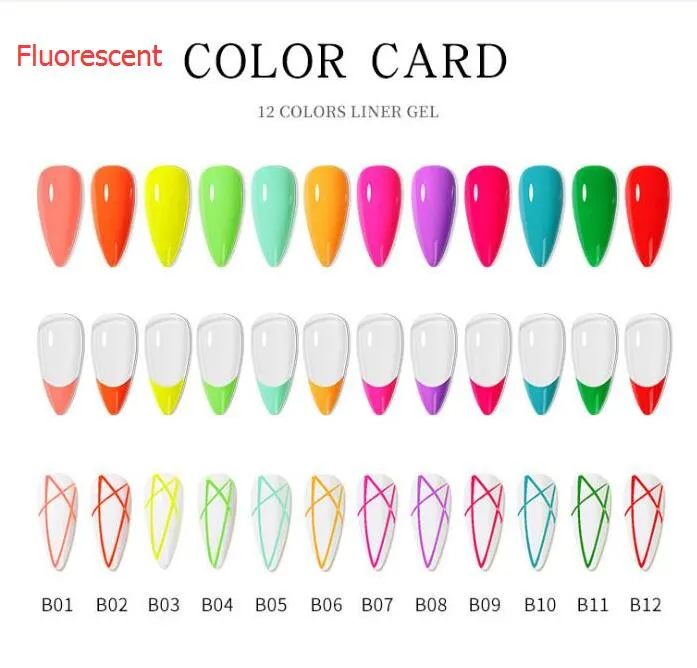 공장 형광성 노란색 녹색 페인트 네일 젤 세트 오래 지속되는 쉬운 그림 UV 젤 아트 젤 매니큐어 키트 라이트 겔 폴리 컬러