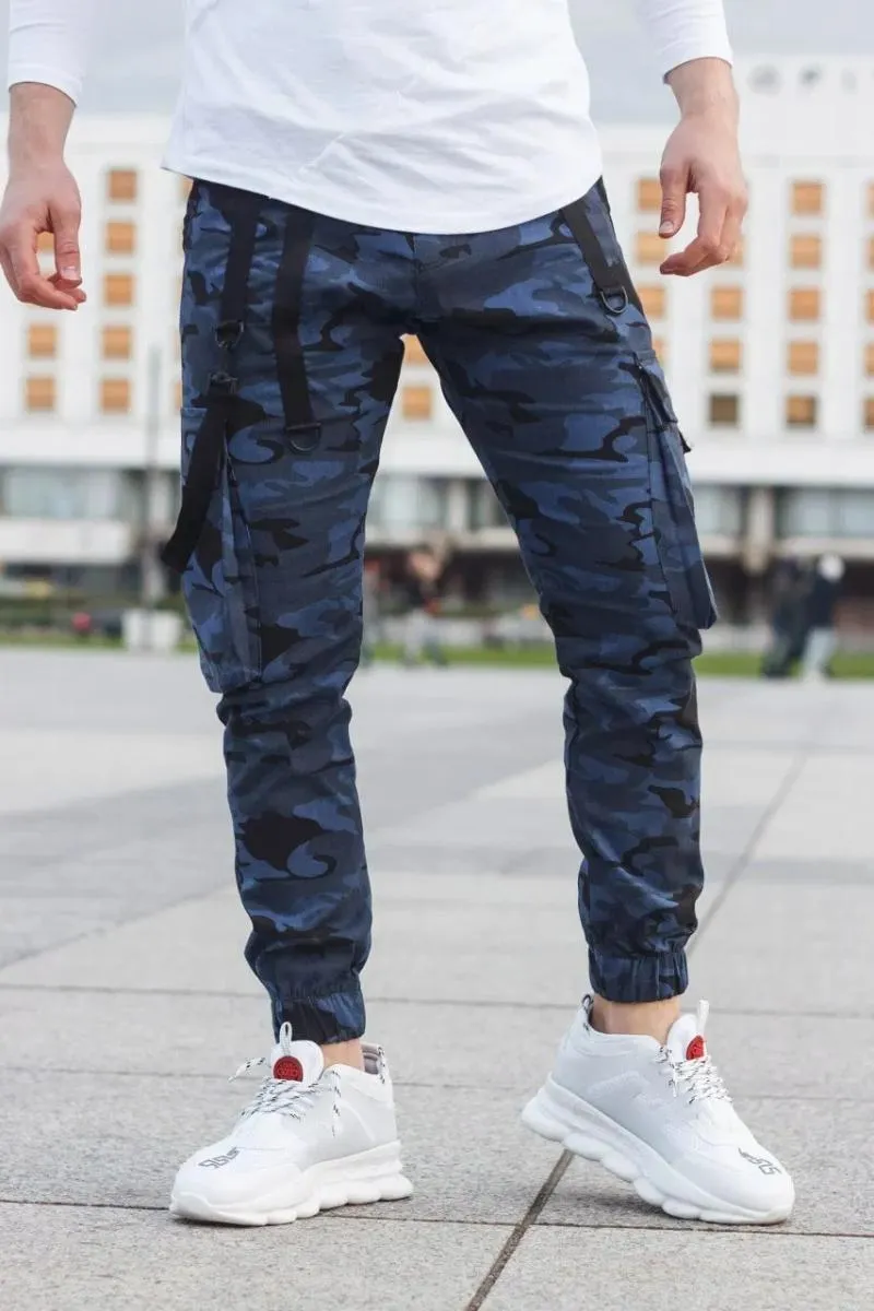 Men's Large-size Blue Camouflage Pants Autumn And Winter Tactical Printed Casual Pants, Fashion Sports Street Style