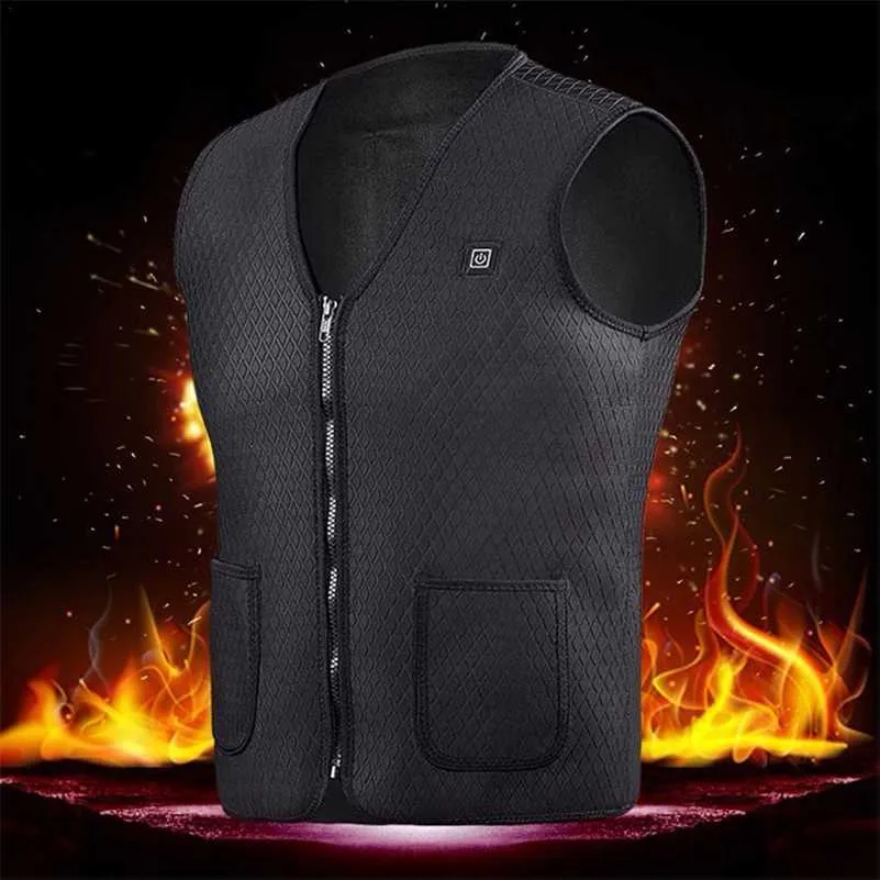 Uomo Inverno Riscaldamento Intelligente Gilet in cotone Usb Riscaldamento elettrico a infrarossi Gilet Esterno Flessibile Termico Giacca invernale calda Goccia 211120