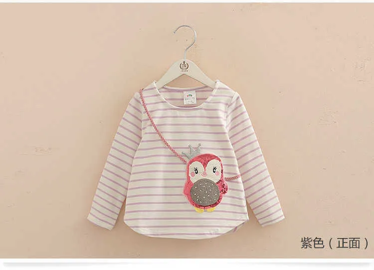 Children Penguin Tops Hot Sale Spring Autumn Kids Clothes Long Sleeve O-Neck Strip Girl Long Sleeve T Shirt (7)