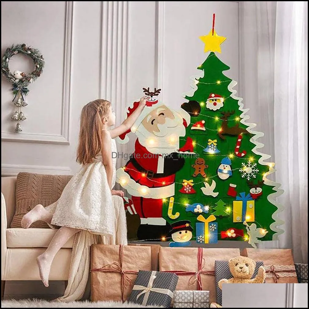 Christmas decoration tree felt Santa Claus family decorations children`s toys 2021 decorations J0903