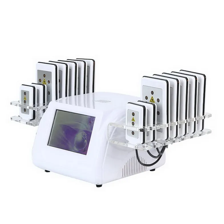 Diod Lipo Laser Fettreduktion 635nm-650nm Lipolerer 14 dynor Fettförbränning Celluliter Avlägsnande Kroppsformning Slimming Machine