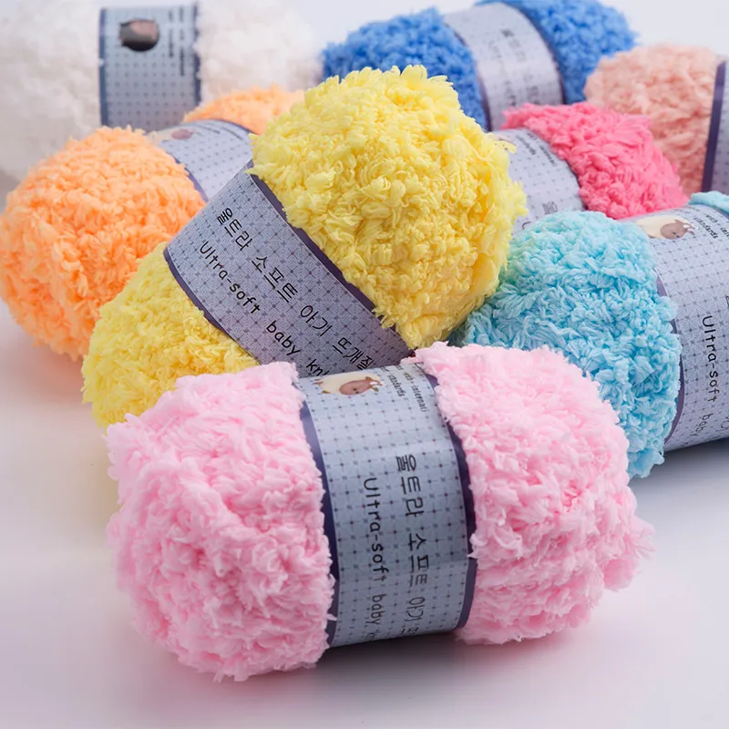 Fil de laine à tricoter doux et lisse pour bébé, fil épais en Fiber de velours, tricot à la main, Crochet pour pull de bricolage