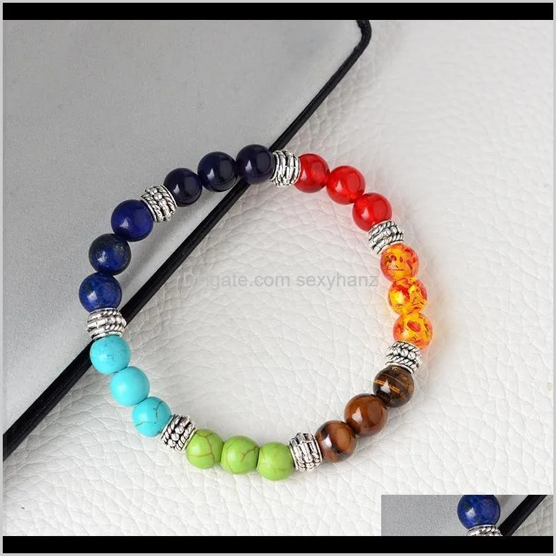 kimter natural stone bracelets for men women yoga beads bangle 7 chakra tiger eye beaded elastic bracelet jewelry b366s f