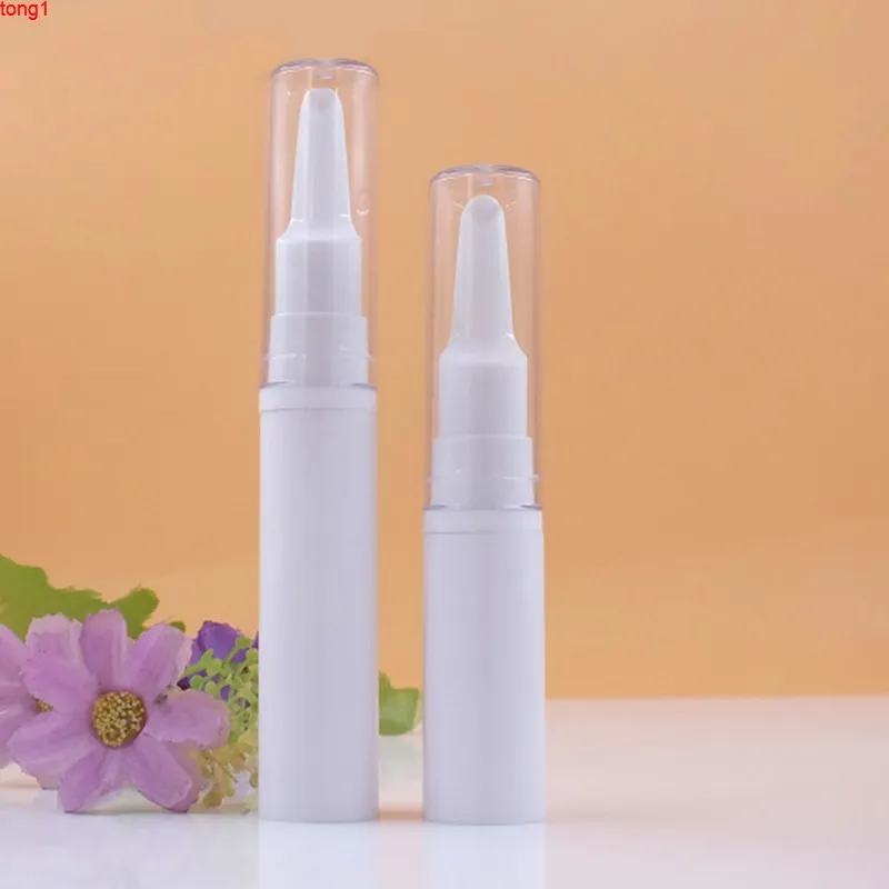 10 pz Crema Per Gli Occhi Penna Bottiglia Bottiglie Pompa Airless Tubo A Vuoto Bianco Striscio Massaggio Testa Mini Contenitore Del Campione 5 ml 10 ml Vuoto qtà