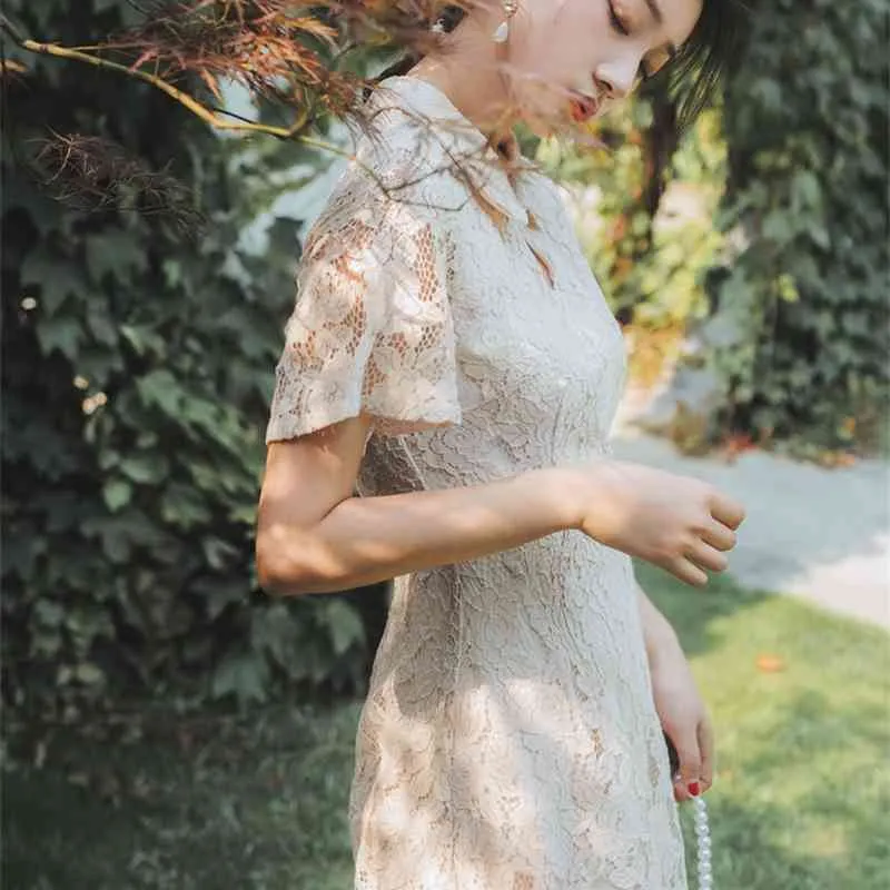 Beige Lace Ankle-Length Maxi Dress - Elegant Short Sleeve Summer vestidos elegantes color champagne for Women, Fits and Flare - Style 210603 Beige Lace Ankle-Length Maxi Dress - Elegant Short Sleeve Summer vestidos elegantes color champagne for Women, Fits and Flare - Style 210603