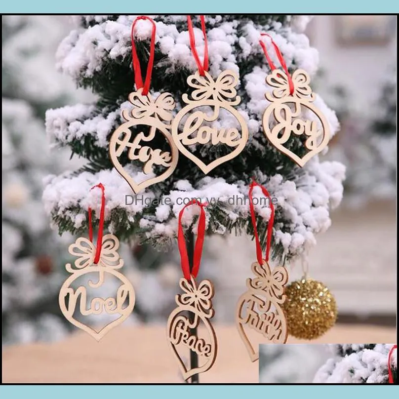 Merry Christmas Decorations For Home Wooden Hollow Ornament Christmas Tree Hanging Pendant Decoration Xmas Decor