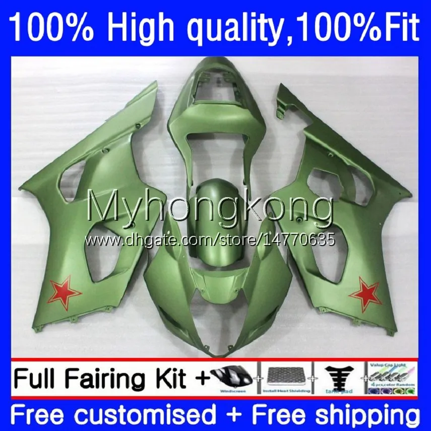 Injection Mold Fairings For SUZUKI GSXR1000 GSX-R1000 K3 2003-2004 Bodywork 25No.43 GSXR 1000 CC 1000CC 2003 2004 GSXR-1000 03 04 Motorcycle OEM Bodys Matte green