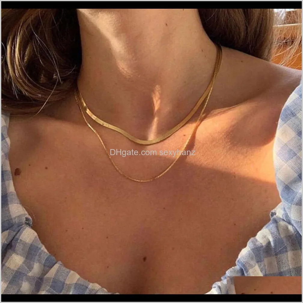 Pendant Necklaces & Pendants Jewelry Drop Delivery 2021 Simple Choker Double Snake Bone Short Necklace Cool Wind Gold Titanium Steel Clavicle