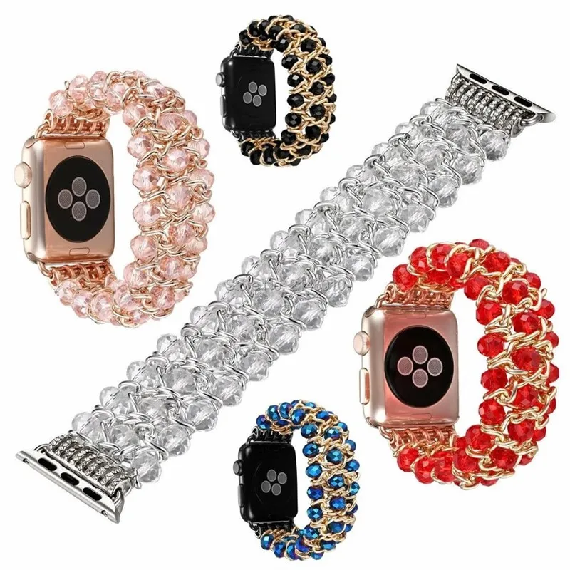 Apple Watch Bracelet 38mm 40mm 44mmのビーズIWatch SE 6 5 4 3バンドの金属チェーンの女性少女伸縮性