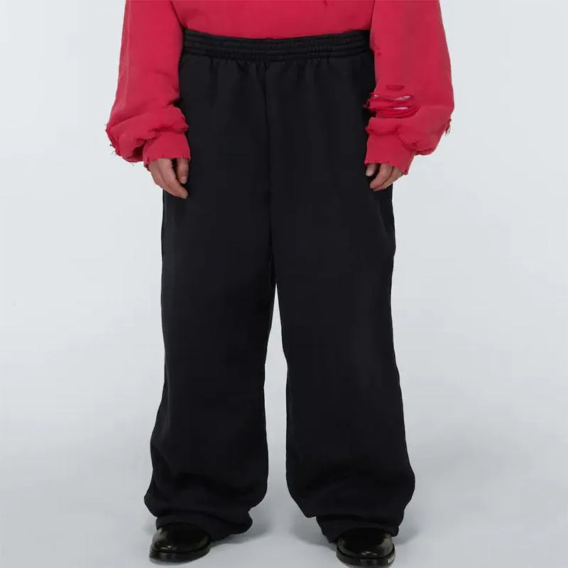 Herrbyxor tappar breda ben Sweatpants Korean mode Stor elastisk svart avslappnad